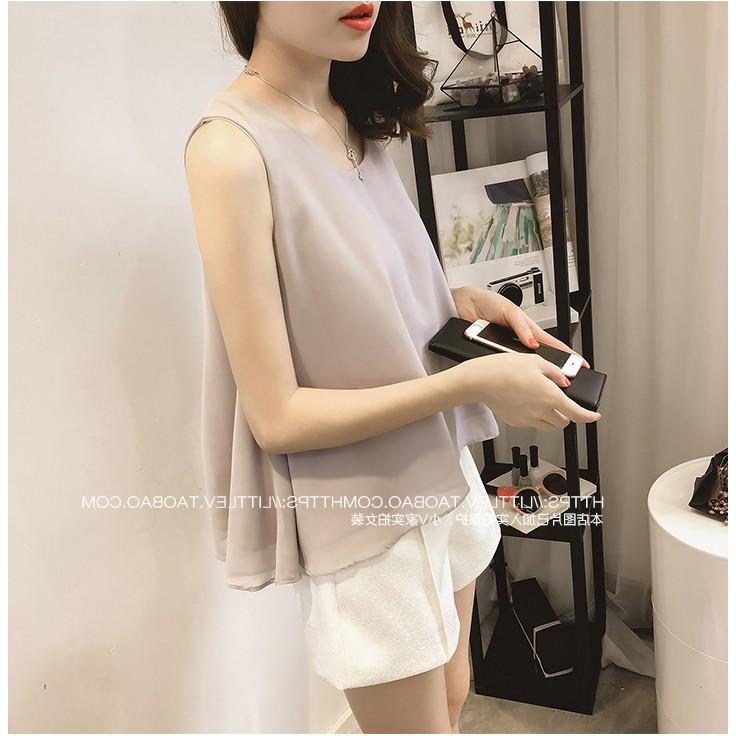 Áo kiểu nữ sát nách voan 2 lớp siêu xinh chất cát chống nhăn - Chất cát