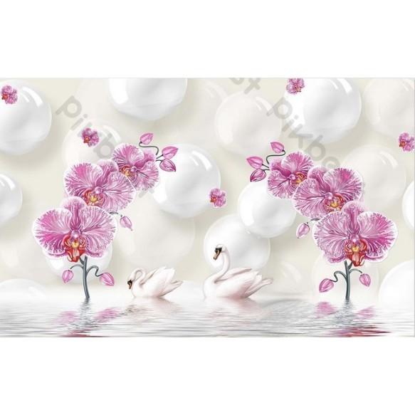 Tranh dán tường Tranh hoa lan nghệ thuật sáng tạo, tranh dán tường 3d hiện đại MS1152365