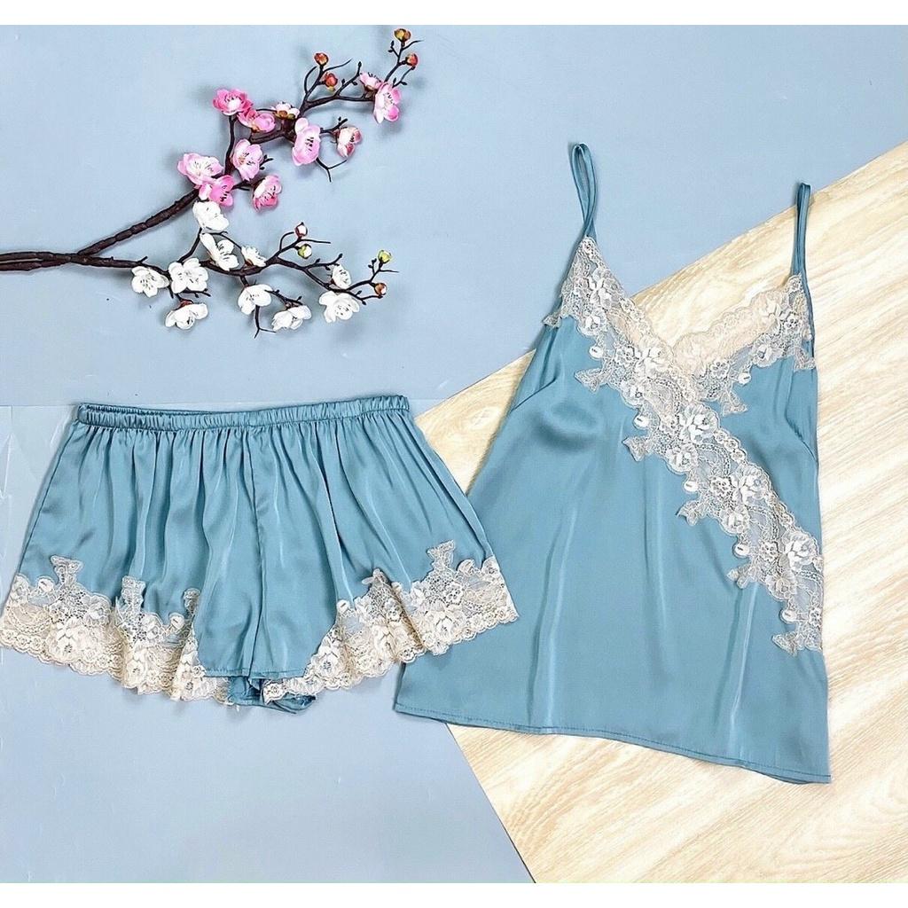 Đồ Ngủ 2 Dây Freesize Sexy Cao Cấp Lụa Mềm Mát Cổ V Phối Ren Cho Cô Nàng Quyến Rũ QC373160