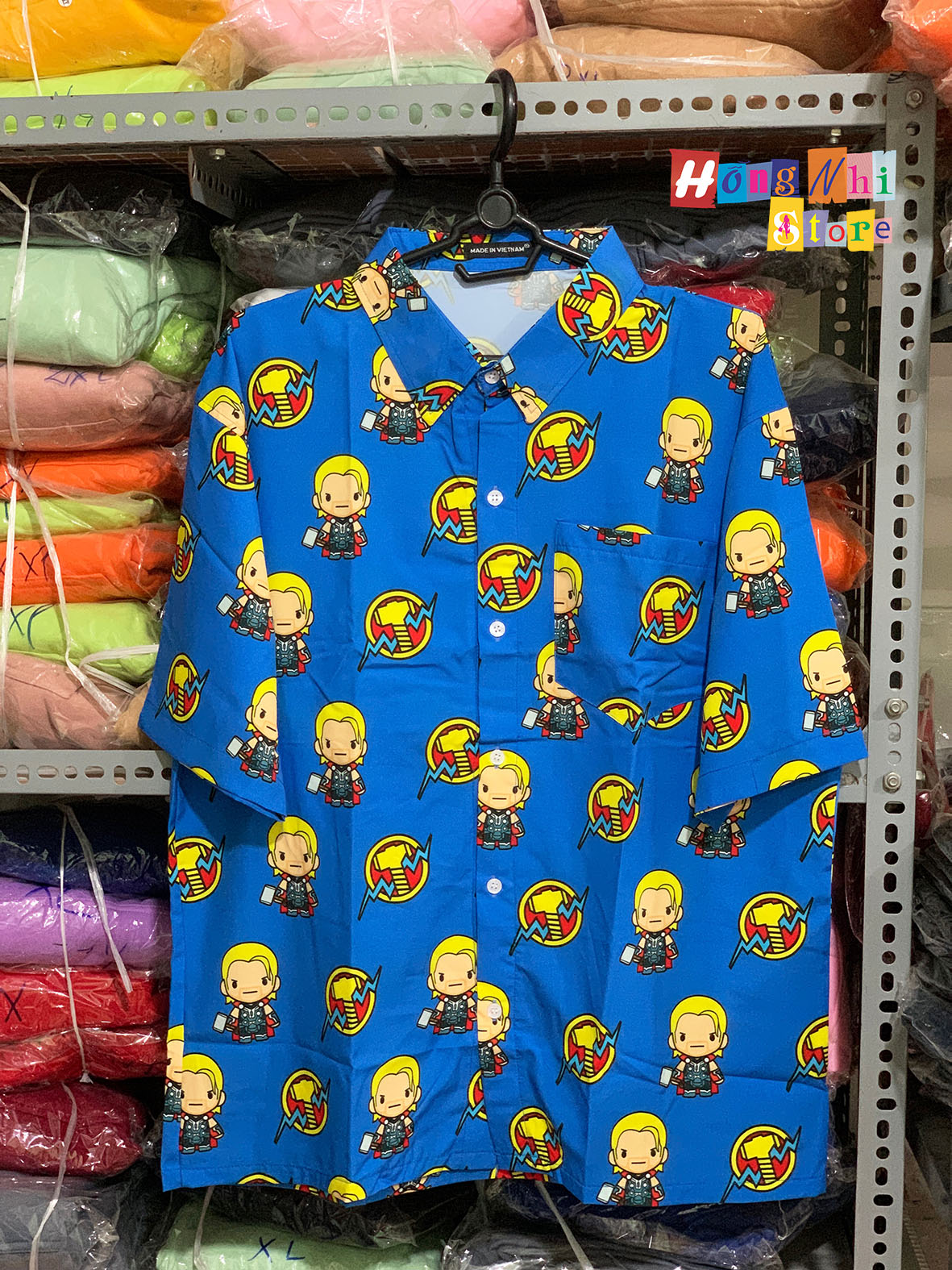 Áo Sơ Mi Hoạ Tiết Tay Lỡ Dáng Rộng, Sơ Mi Tay Lửng Unisex - MM