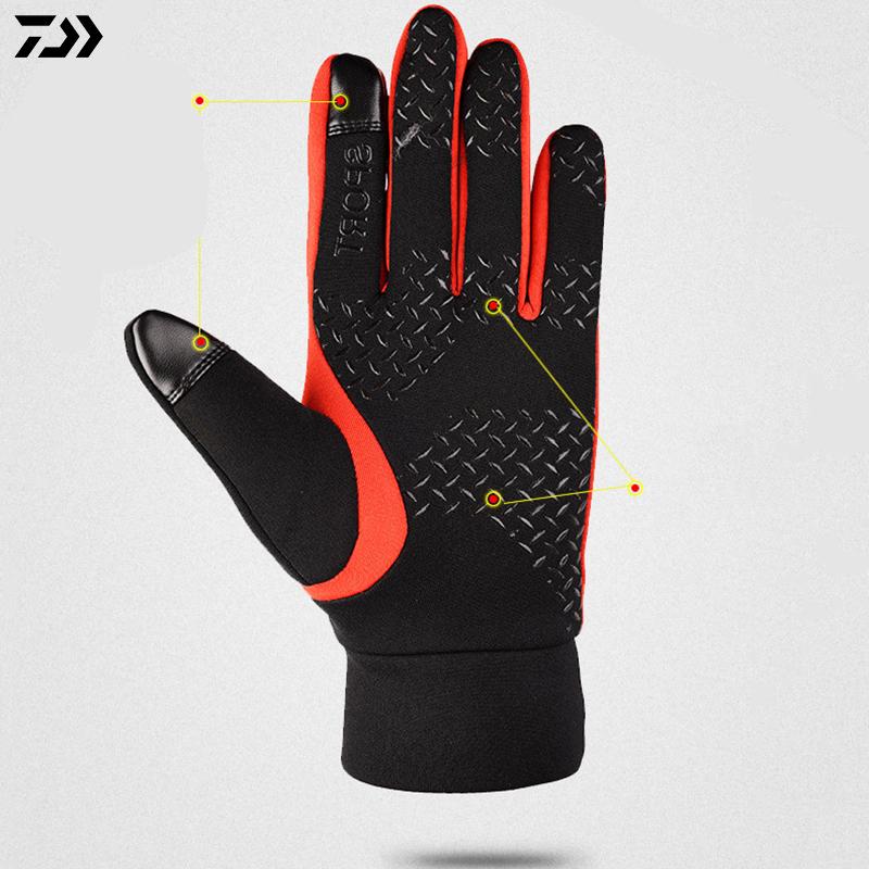 DAIWA Ngoài Trời Mùa Đông Găng Tay Câu Cá Chống Gió Thể Thao Cắm Trại Đi Bộ Đường Dài Full Ngón Tay Chống Trơn Trượt Giữ Ấm Găng Tay Câu Cá Nam