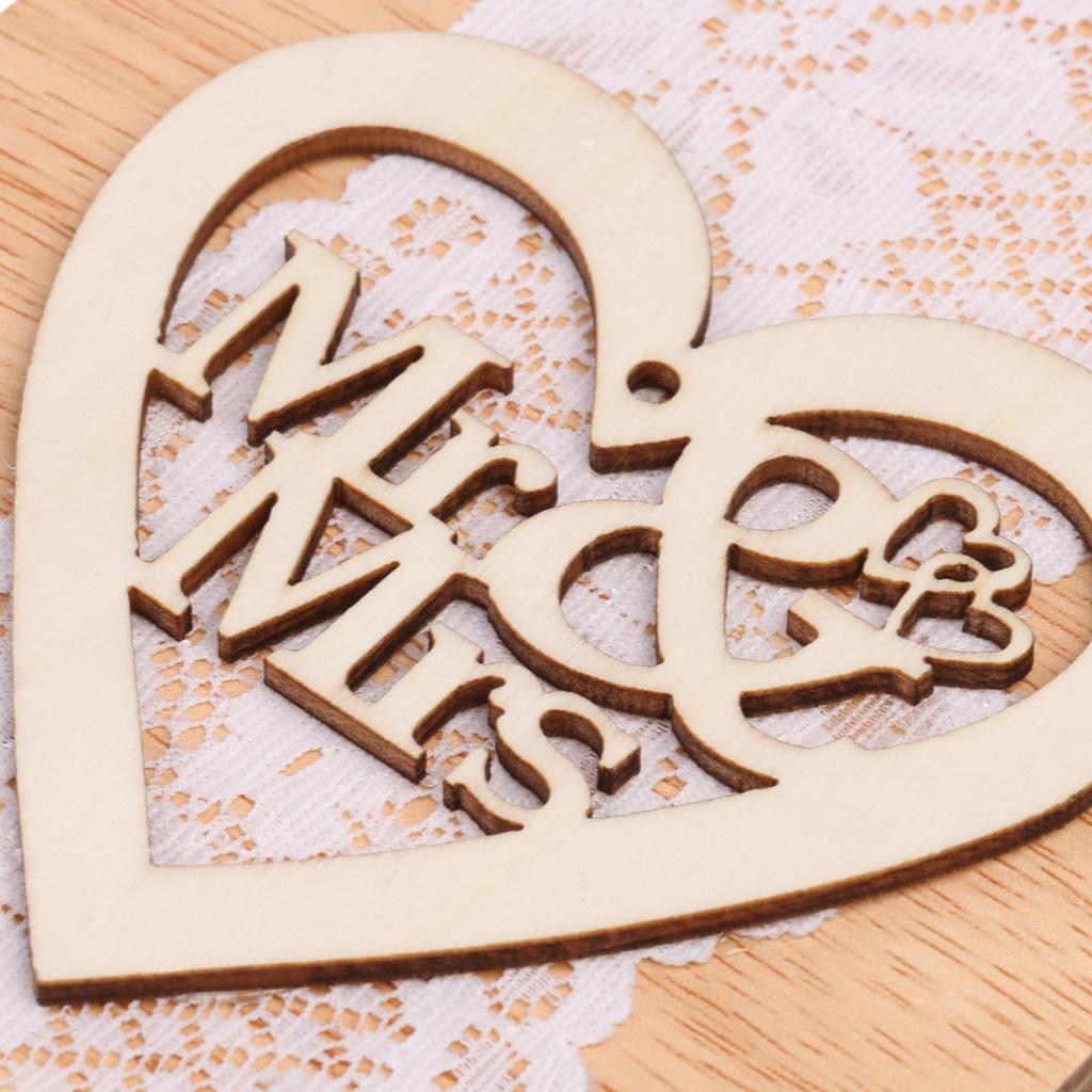 Rustic Kraft Lace Wooden Cover Decor Wedding Guestbook Notebook Mr Mrs