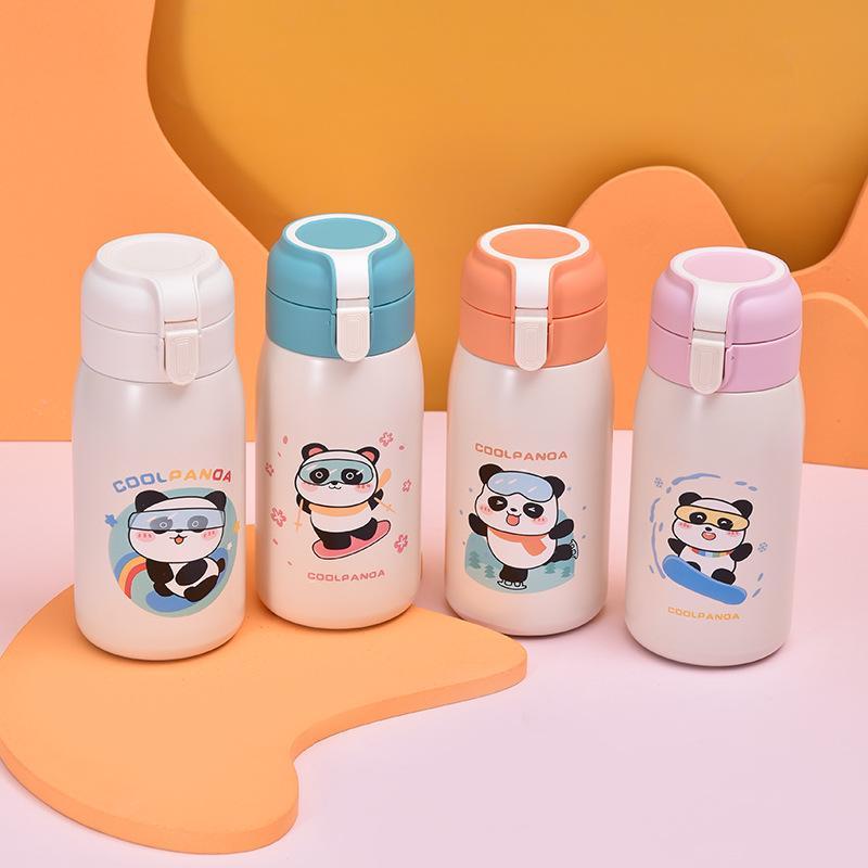 [GDSG235] Bình giữ nhiệt mini siêu cute COOL PANDA có ống hút silicon 420ml bình nước giữ nhiệt