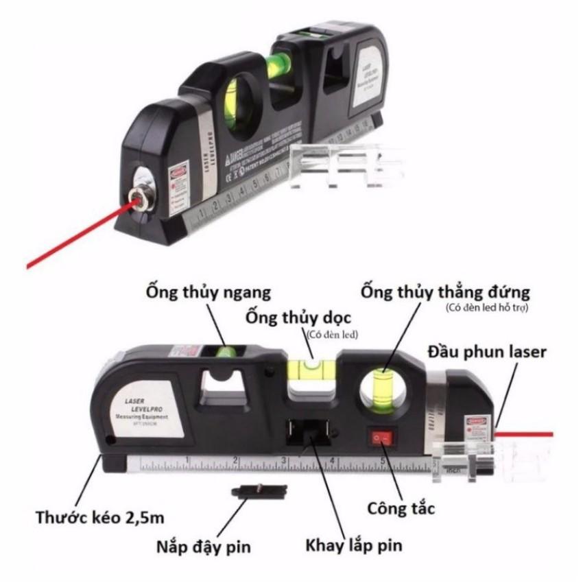 Thước ni vô laser đa năng cân bằng kèm thước kéo 2,5m 206418