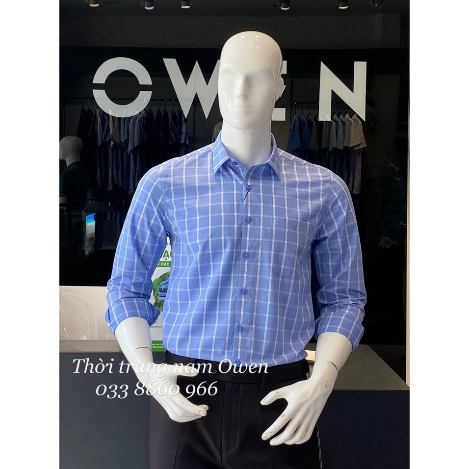 OWEN - Áo sơ mi dài tay Owen Regular fit / Slimfit chất sợi tre kẻ ca rô xanh 220951 220786