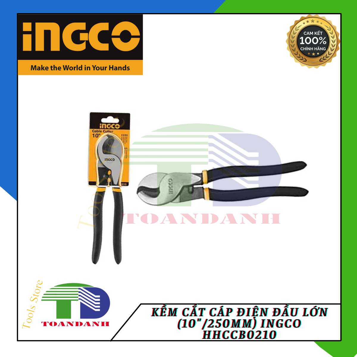 Kềm Cắt Cáp Điện Đầu Lớn Ingco HHCCB0210