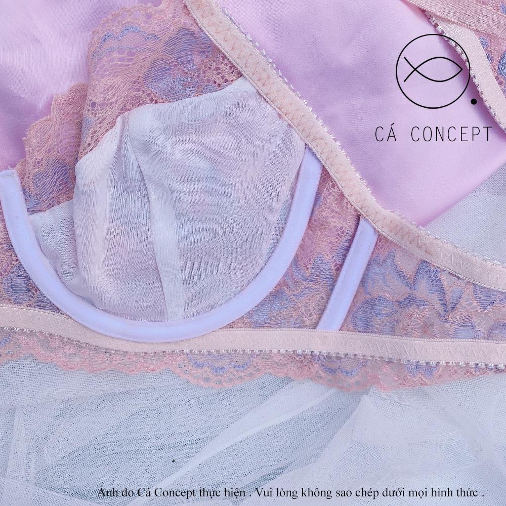 Bộ sưu tập Bra nữ CÁ CONCEPT đồ lót thiết kế bralette ren hoa hồng xanh
