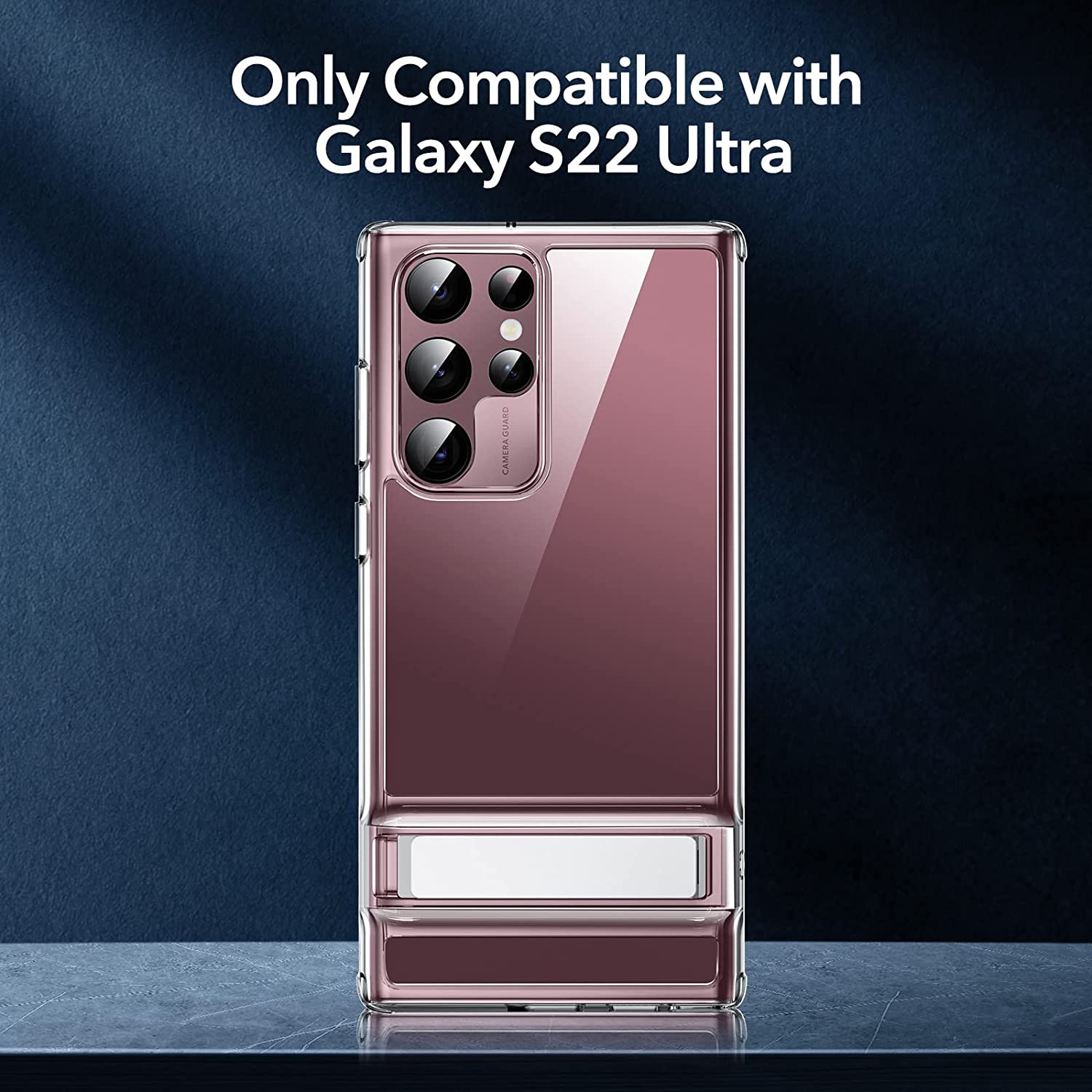 Ốp lưng cho Samsung Galaxy S22 Ultra ESR Metal Kickstand Crystal Clear - Hàng Chính Hãng