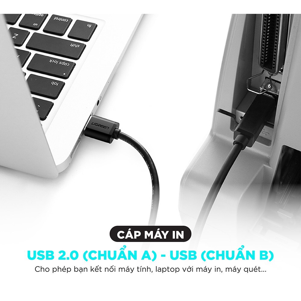 Cáp máy in USB dài 5m chính hãng Ugreen 10329 hàng chính hãng