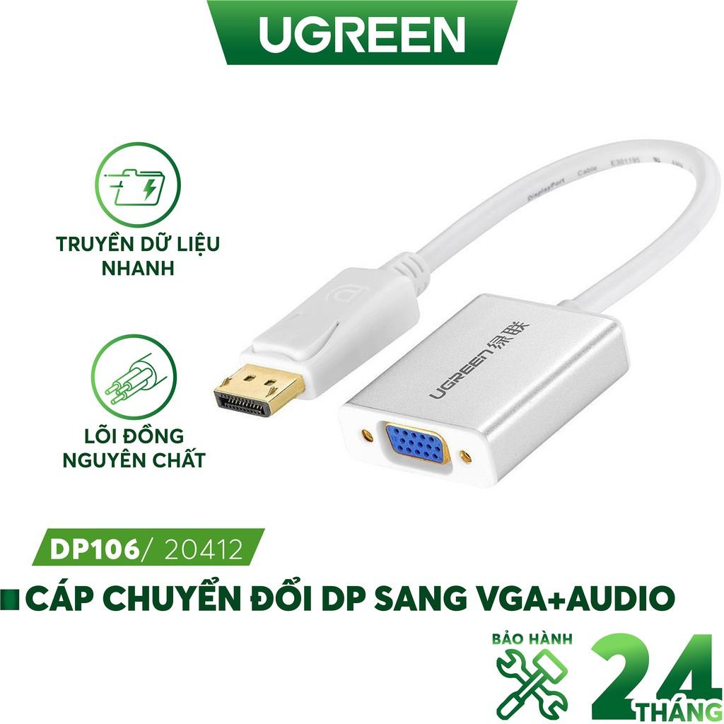 Cáp chuyển đổi Displayport male sang VGA female dài 15CM UGREEN DP106 - Hàng Chính Hãng