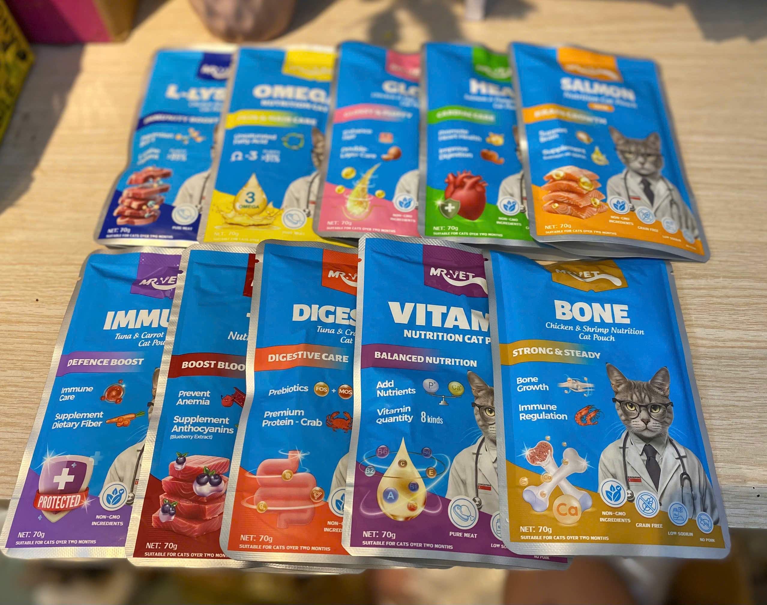 Combo mix vị 10 gói Pate cho mèo Mr.Vet bổ sung Protein, Prebiotics và Taurine, Pate Mr.Vet cho mèo mọi lứa tuổi