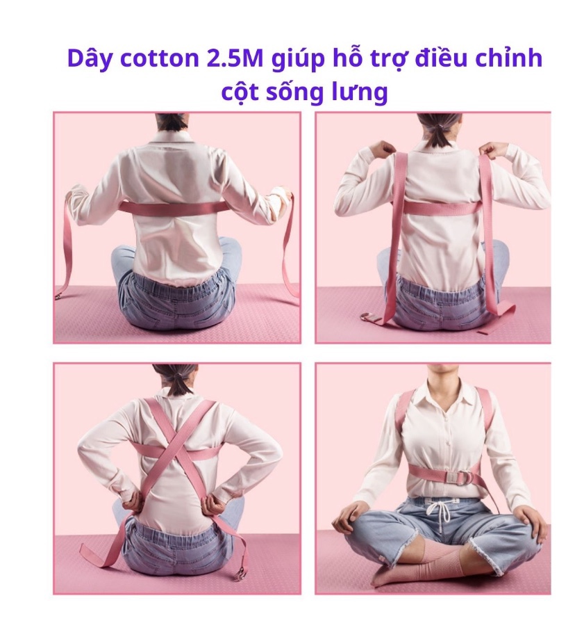 Dây tập yoga bản bự ngang 4.8cm dài 2.5m sợi bông tự nhiên , dây đai lưng chỉnh hình chống gù lưng , hỗ trợ tập yoga