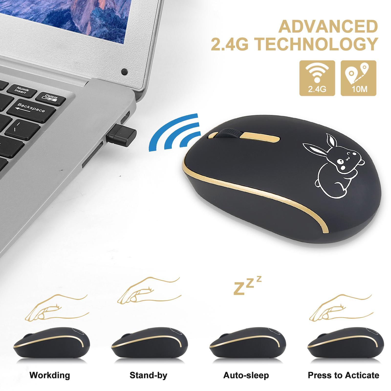 2.4G Wireless Mouse Silent Clicking with USB Receiver for Notebook Desktop
