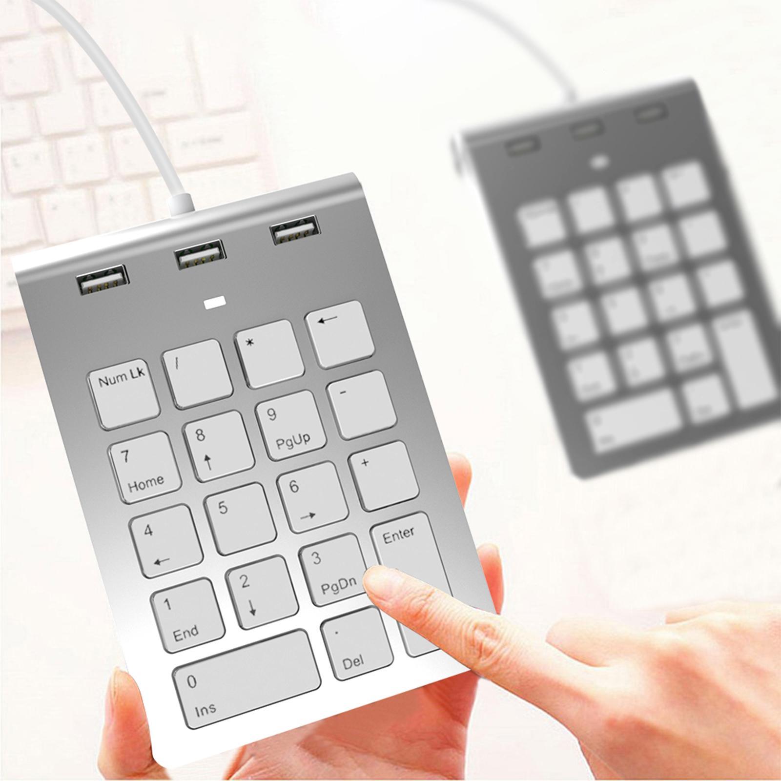 Numeric Keypad Wired Keyboard USB Portable 3 USB 2.0 Hubs Num Pad 18 Keys Digita Keyboard for Desktop Computer Notebook PC