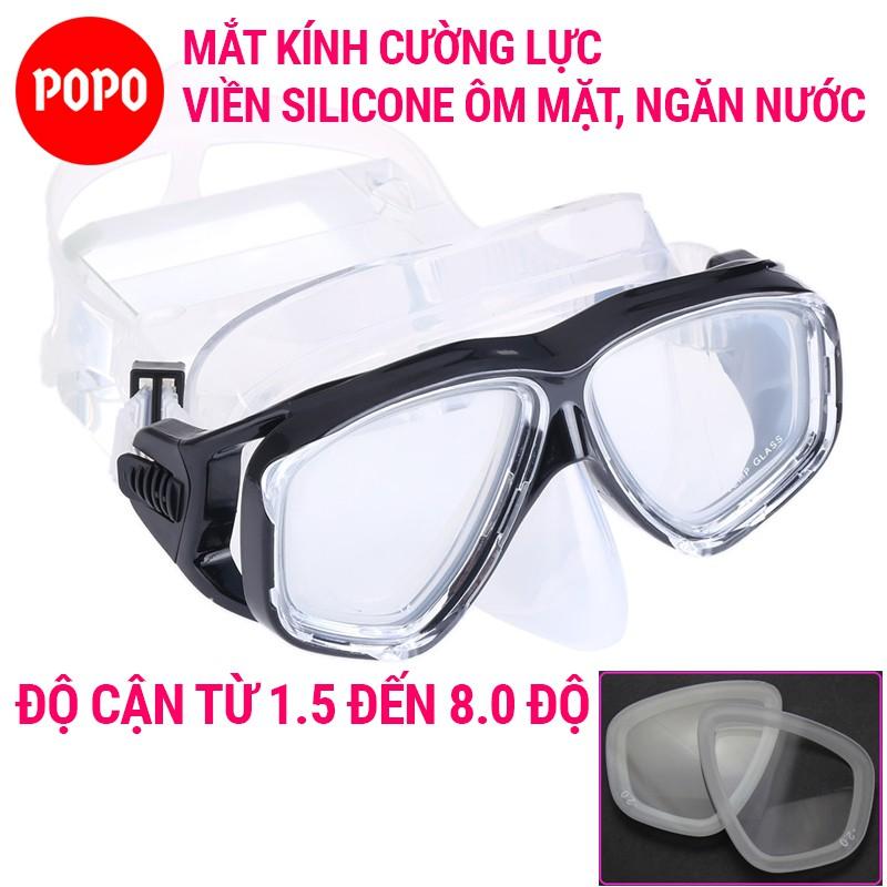 Mặt nạ lặn cận độ cận từ 1.5 độ đến 8.0 độ mắt KÍNH CƯỜNG LỰC POPO Collection