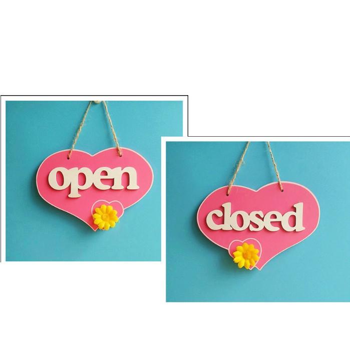 Bảng treo OPEN CLOSE hai mặt hình trái tim