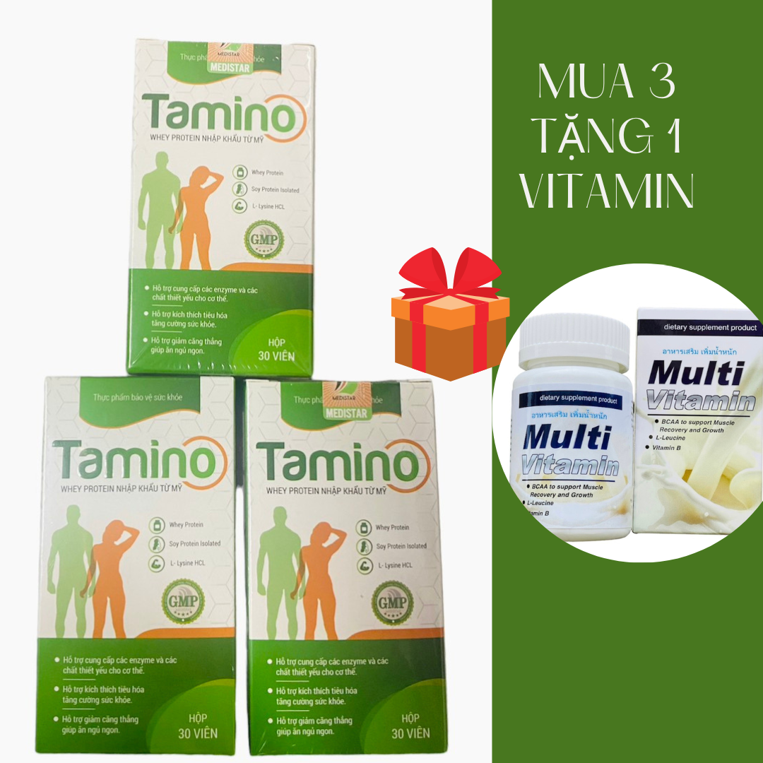 Set 3 Hộp Tăng Cân TAMINO Hỗ Trợ Ăn Ngon Ngủ Ngon, Tăng Cường Sức Khoẻ, Cải Thiện Cân Nặng