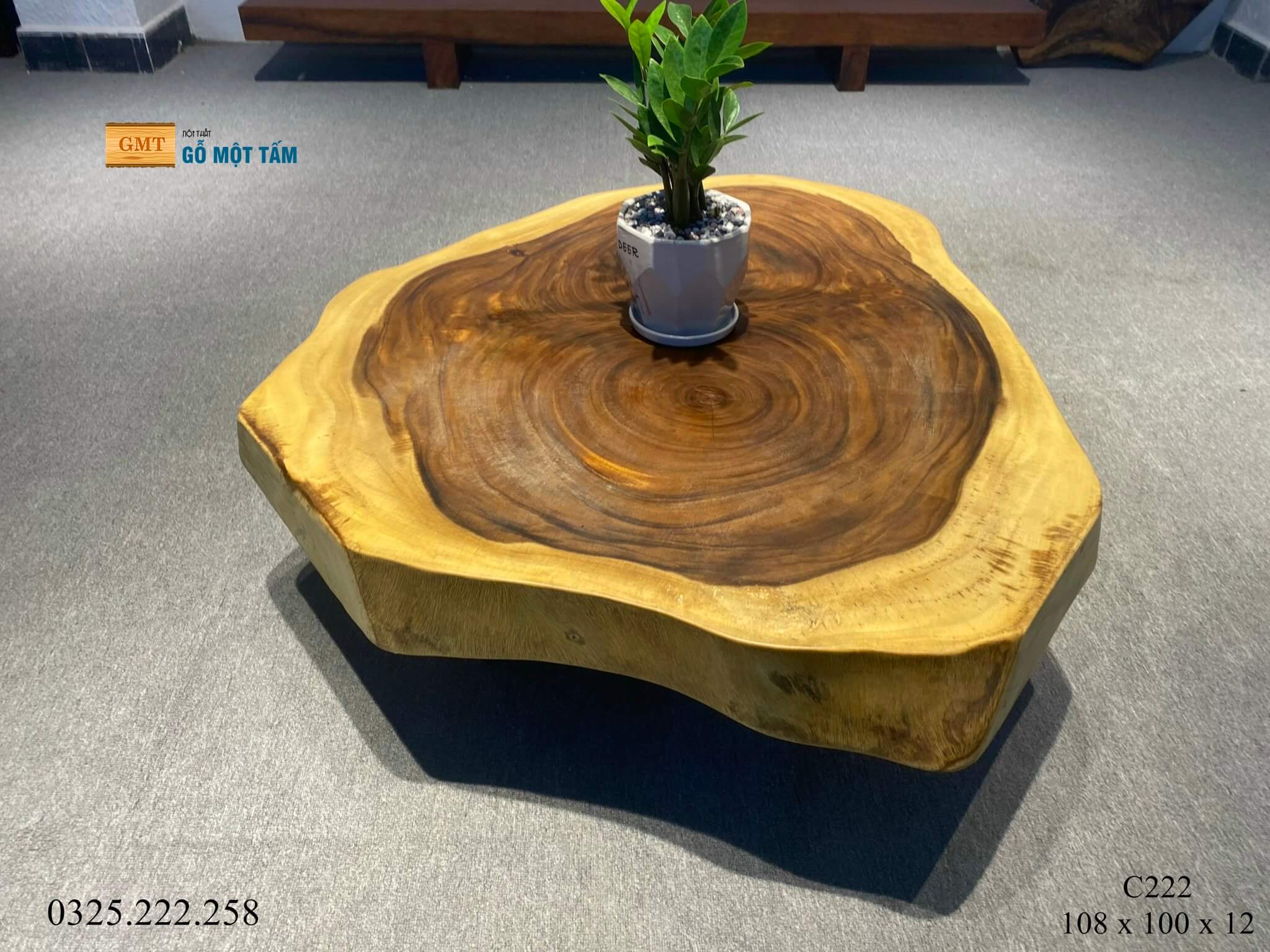 Bàn Sofa Gỗ Me Tây, Bàn Cafe Gỗ Me Tây, Bàn Gỗ Me Tây Nguyên Tấm Dài 1,08m Rộng 1m Dày 12cm