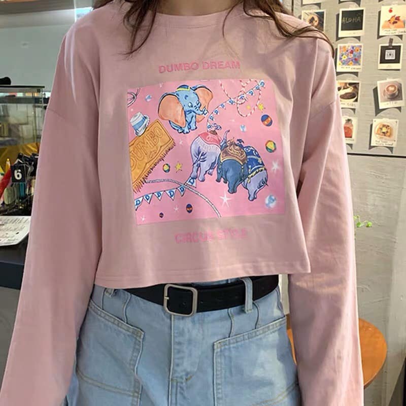 Áo thun croptop nữ tay dài