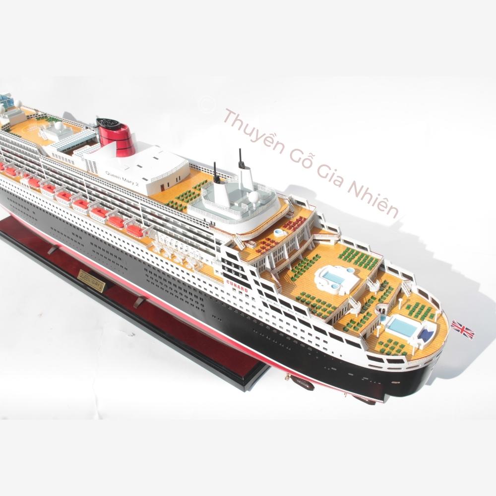 Mô Hình Thuyền Gỗ Trang Trí Phong Thủy Dạng Thuyền Du Lịch QUEEN MARY PAINTED Chính Hãng, Hàng Xuất Khẩu Chất Lượng Cao