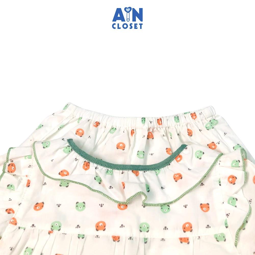 Bộ quần áo dài bé gái hoạ tiết Mèo cười viền xanh cotton - AICDBTGL88CA - AIN Closet