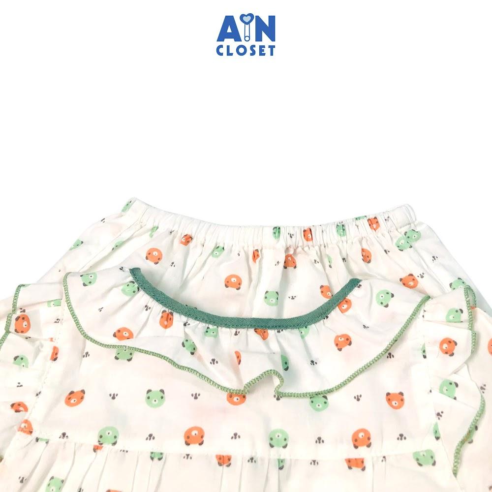 Bộ quần áo dài bé gái hoạ tiết Mèo cười viền xanh cotton - AICDBTGL88CA - AIN Closet