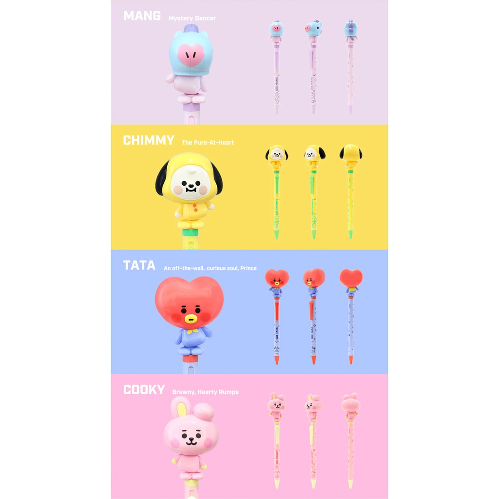 BÚT BI MỰC ĐEN MÔ HÌNH BT21 ACTION PEN -HÀNG CHÍNH HÃNG