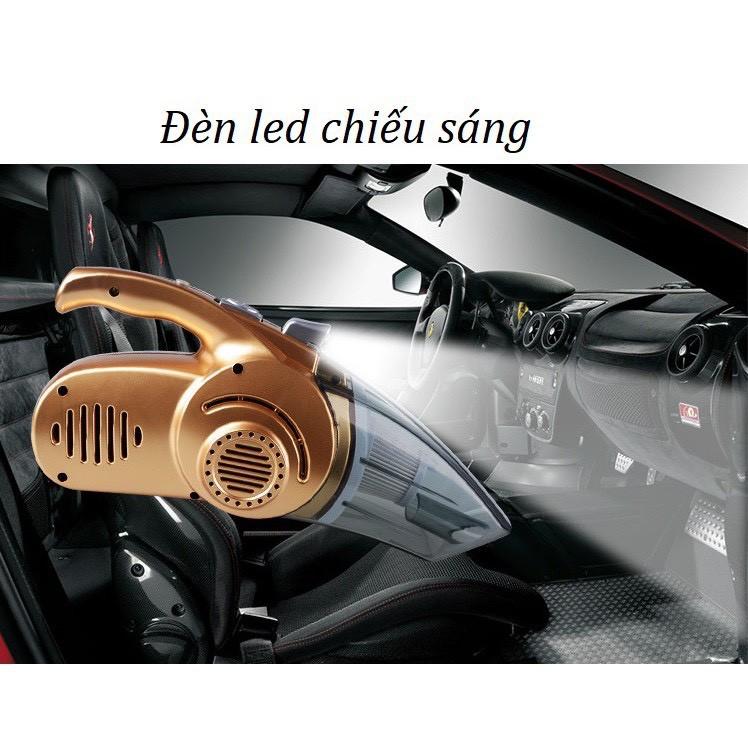 Máy Hút Bụi Xe Ô Tô 120W Cầm Tay Kiêm Bơm Lốp Đèn Pin Và Đo Áp Suất