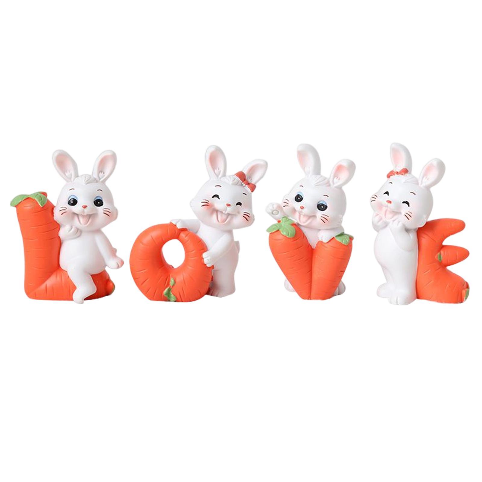 Carrot Bunny Figurines Sculptures Rabbit Statue for Desktio Collectible