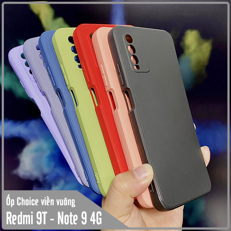 Ốp lưng cho Xiaomi Redmi 9T Choice viền vuông dẻo lót nhung che camera