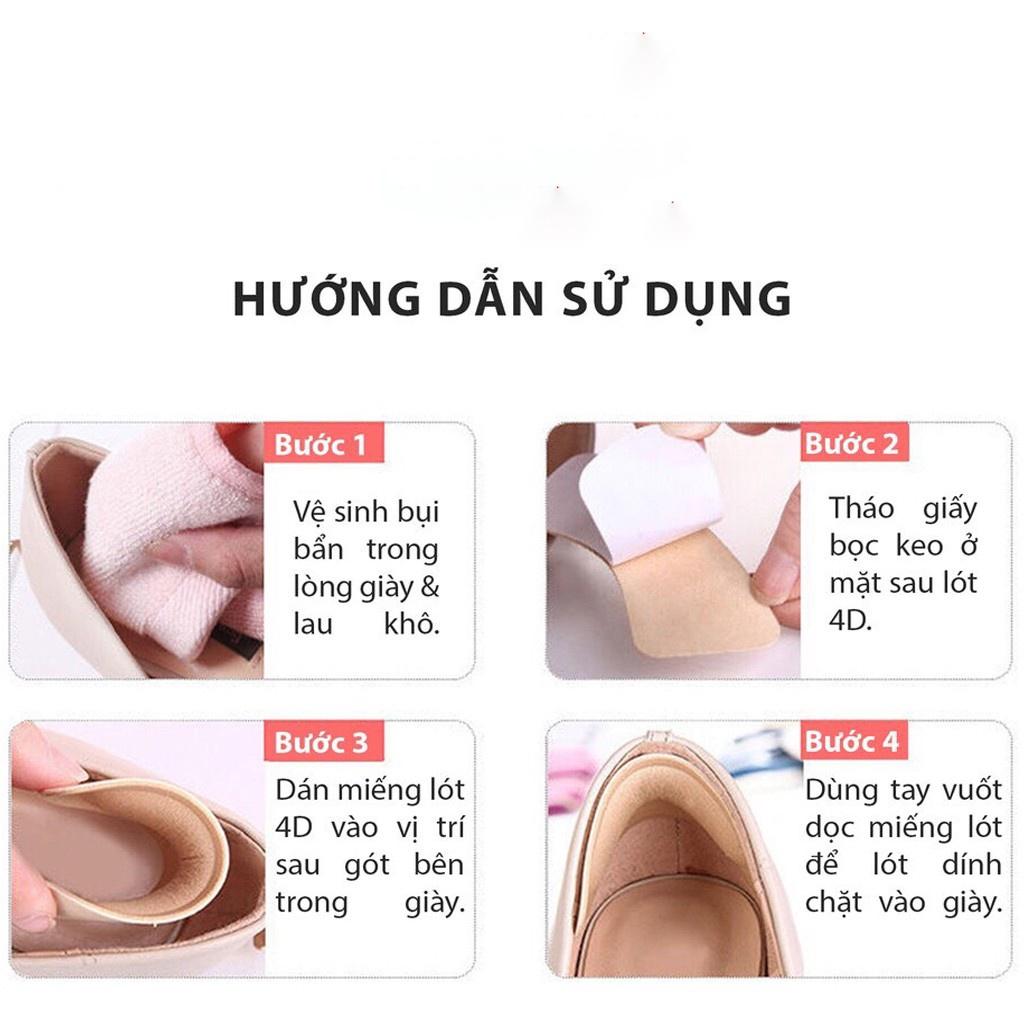 Miếng lót giày cao gót nữ HACHIKI cotton bảo vệ gót giảm đau chân chống trầy chân LG02 - Đen