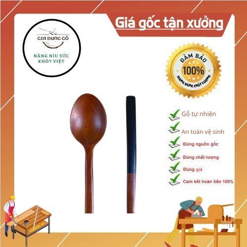 Thìa gỗ cán màu dài ăn cơm cao cấp hàng xuất Hàn - Đồ Dùng Nhà Bếp