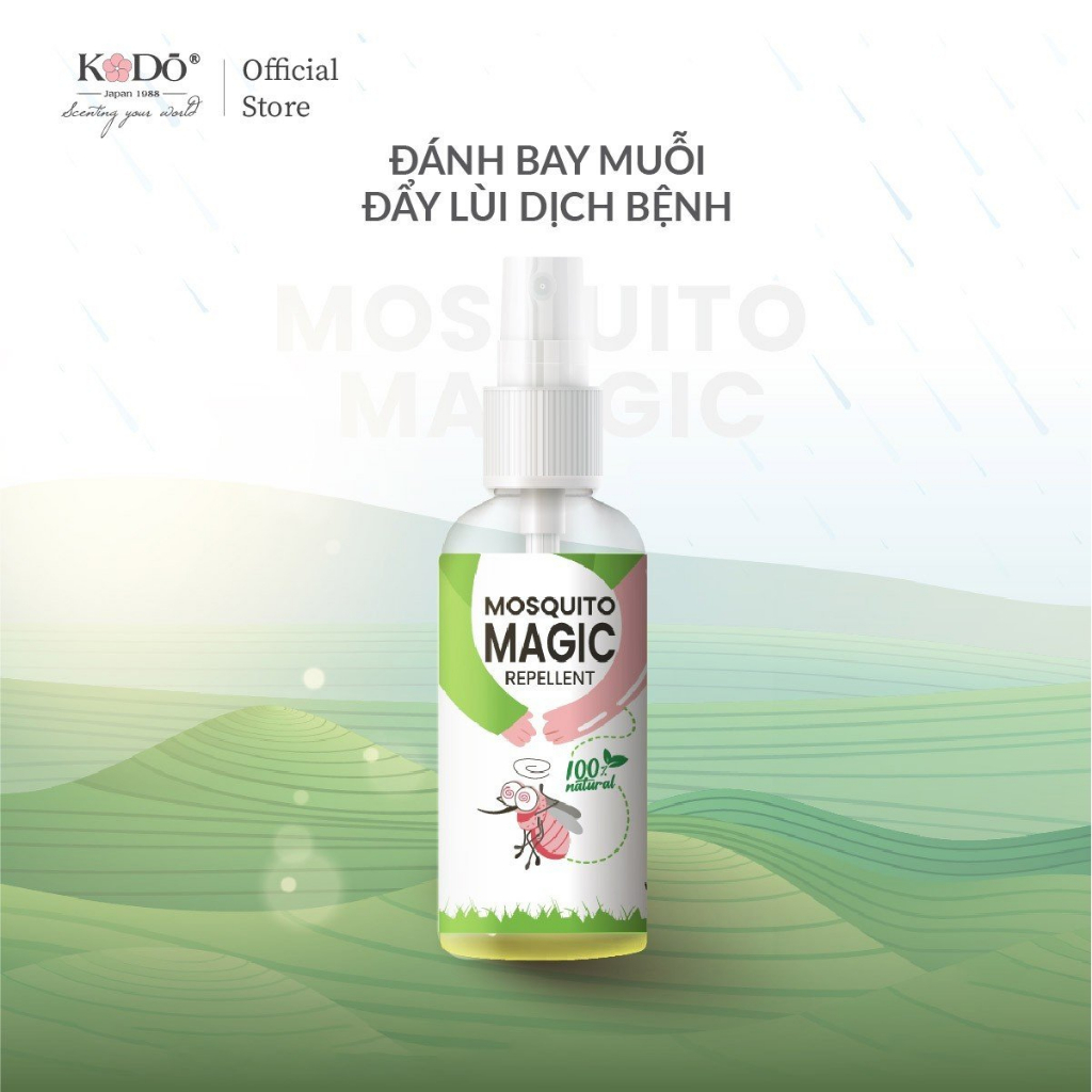 Kodo Mosquito Magic - Chai Xịt Đuổi Muỗi 50ml Toàn Thân Mùi Hương Thiên Nhiên An Toàn Cho Da