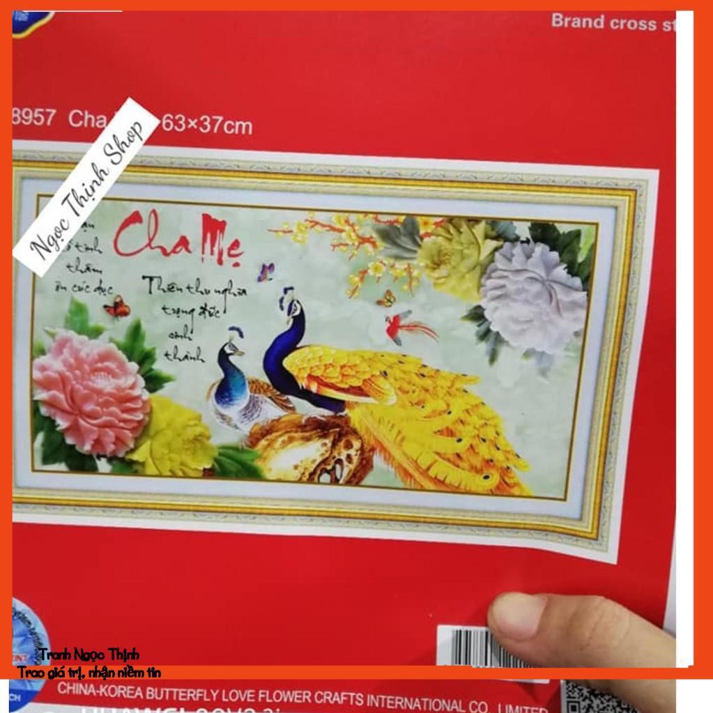 FreeShip 250k Toàn Quốc-Tranh thêu Cha mẹ đôi công 5D- DLH-88957- KT: 63x37Cm