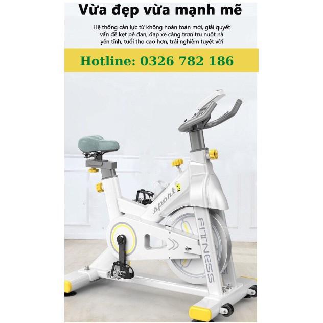 Xe đạp tập gym SPORT FITNESS màu trắng xám ( hàng cao cấp, Cản lực từ tính)