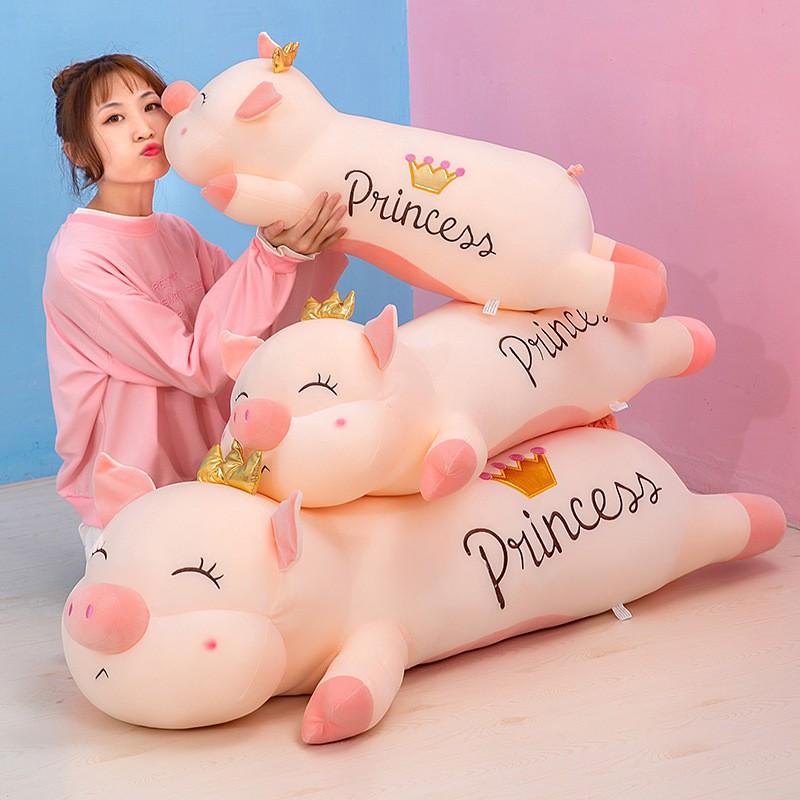 Gấu bông heo đội vương miệng Princess màu hồng kích thước 1m 1m4 Xưởng Gấu bông Việt Nam