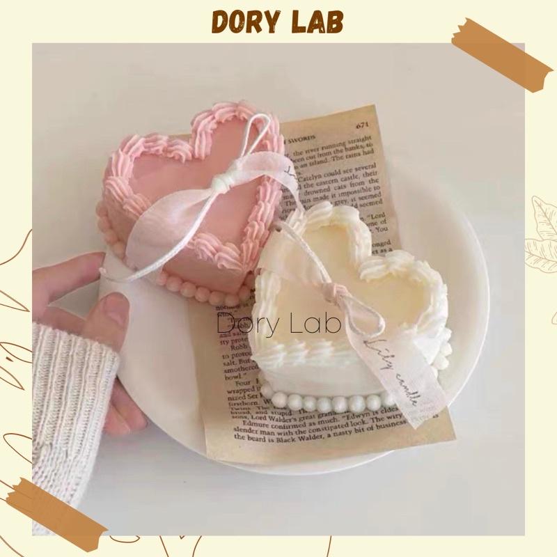 Nến Thơm Bánh Kem Trái Tim Nhiều Màu Sắc, Quà Tặng, Trang Trí - Dory Lab