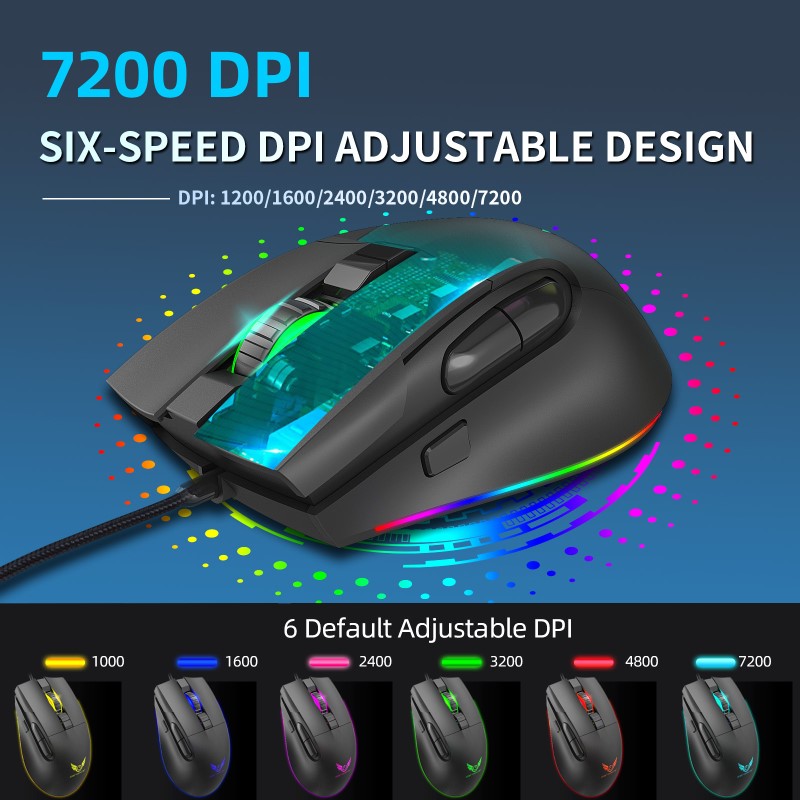 Chuột LED RGB 7200 DPI Gaming Mouse G26 cho máy tính laptop hàng nhập khẩu