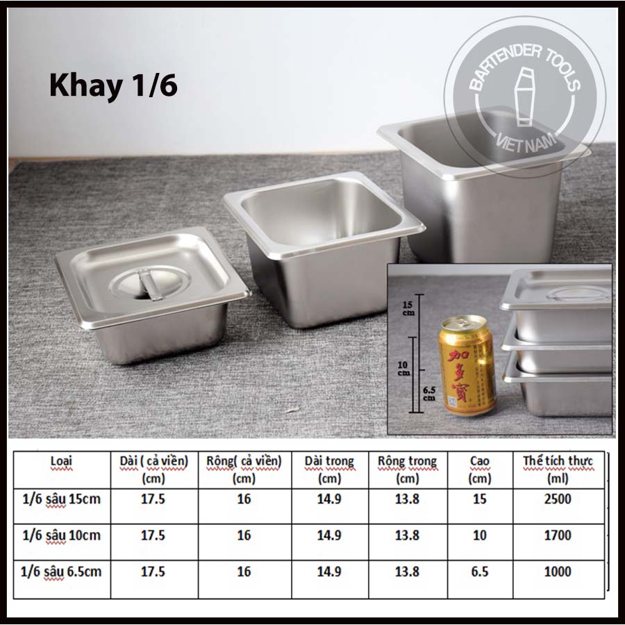 Khay đựng thạch, topping inox có nắp