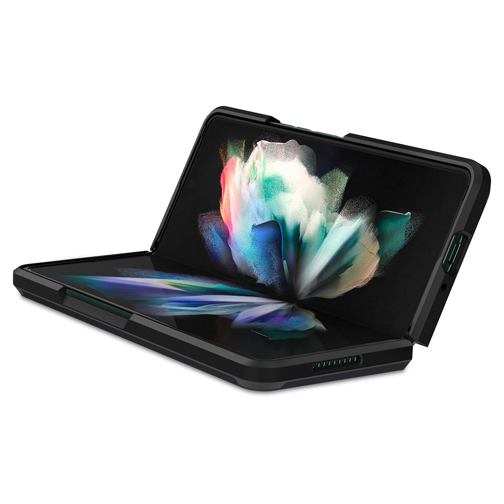 Ốp lưng Spigen Tough Armor Black cho Samsung Galaxy Z Fold 3 5G - Thiết kế đẹp mắt, chống sốc, bền bỉ, viền camera cao - Hàng chính hãng