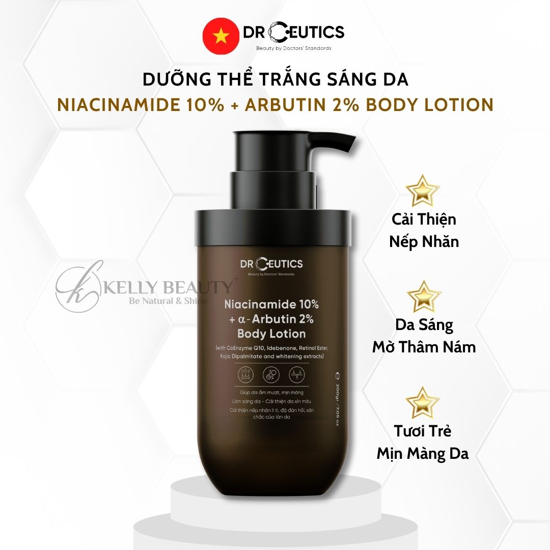 Sữa Dưỡng Thể Trắng Da DrCeutics Niacinamide 10% + Alpha Arbutin 2% Body Lotion | Kelly Beauty