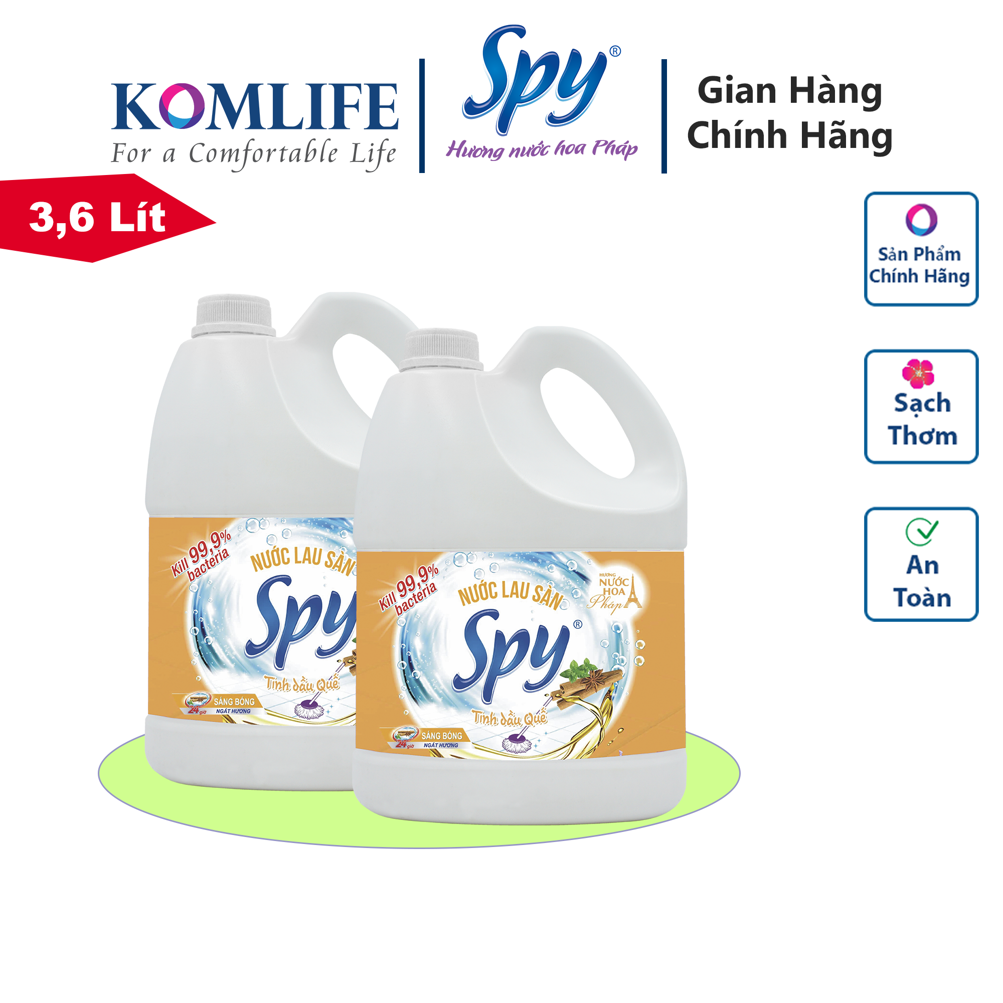 Nước lau sàn hương SPY 3600ml ít bọt, an toàn, thanh mát, giúp xua đuổi côn trùng hiệu quả