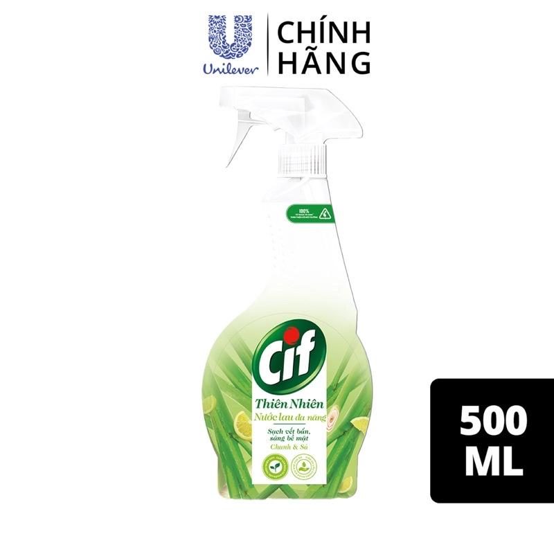 Nước Lau Đa Năng Cif Thiên Nhiên 500ML Chanh &amp; Sả Sạch Vết Bẩn An Toàn