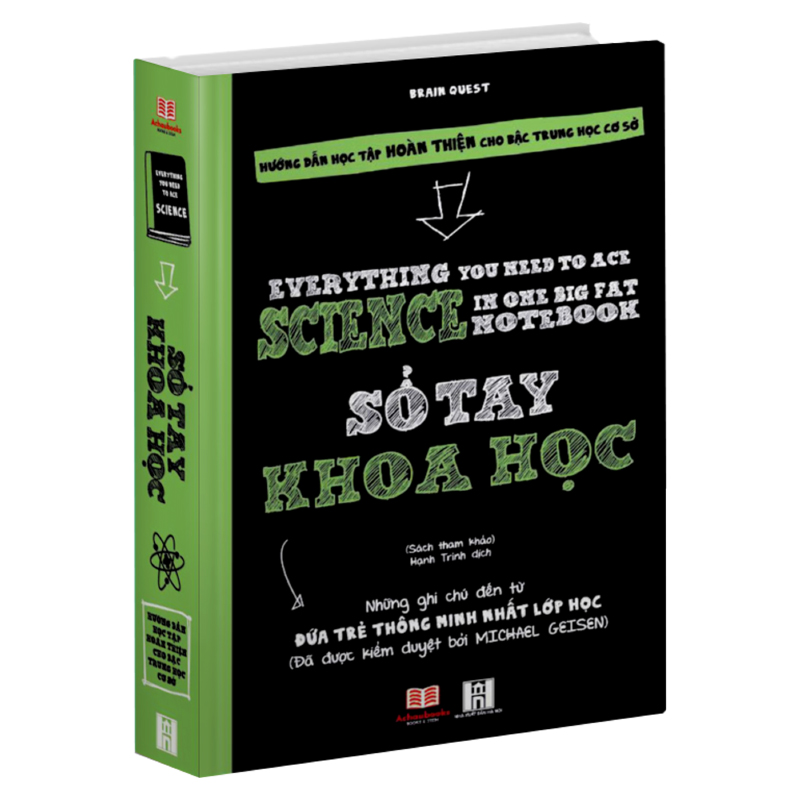 Sách Sổ Tay Khoa Học - Tổng Hợp Kiến Thức Khoa Học Từ Lớp 4 Đến Lớp 9 - Á Châu Books, Bìa Cứng, In Màu