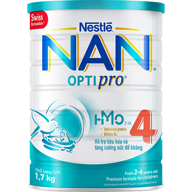 Sữa bột bổ sung HMO Nestlé Nan Optipro 4 cho trẻ trên 2 tuổi (1.7kg)