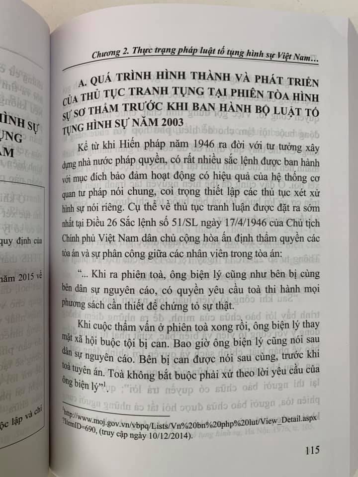 Thủ tục tranh tụng tại phiên toà hình sự sơ thẩm (tái bản lần thứ nhất)