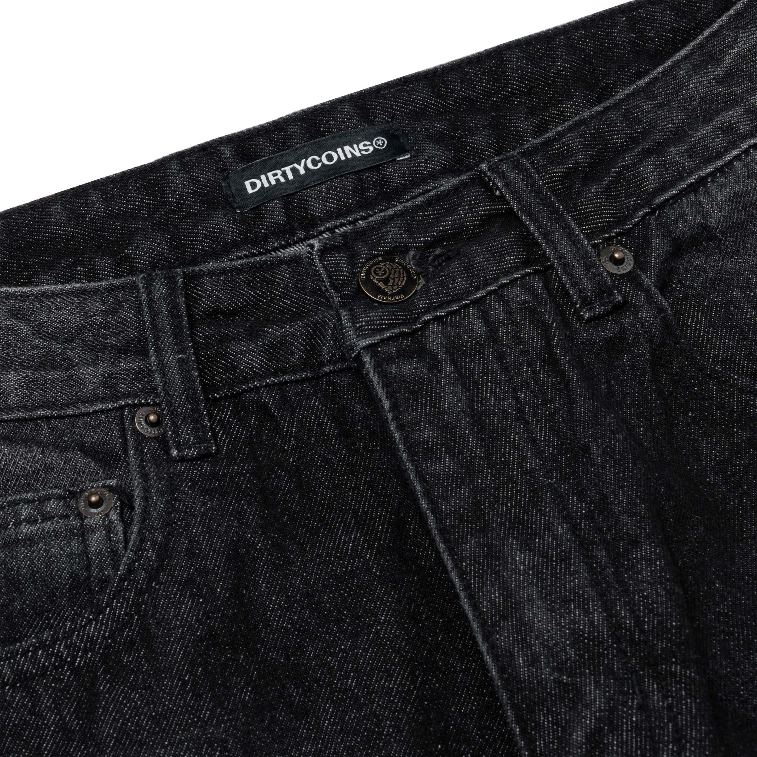 Quần DirtyCoins Flame Wash Relaxed Denim Pants Black