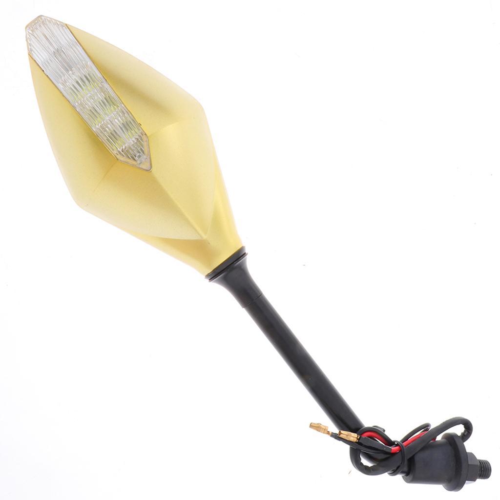 4X Motorcycle Side Rear View Mirrors w/ LED 10mm Indicator Light
