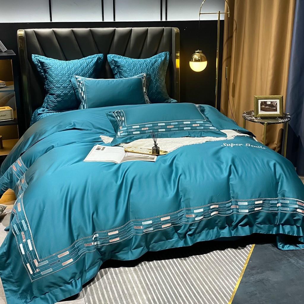 Bộ chăn ga gối Lụa thêu cao cấp 6 món ga trần bông- SALLYPHUONGMAI