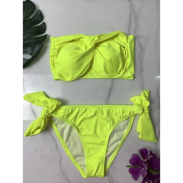 Bikini 2 mảnh áo xoắn cup ngực quần buộc nơ